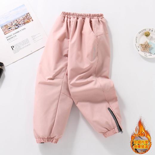 儿童加绒冲锋裤2025秋冬款中大童软壳一体绒加厚阔腿裤运动保暖裤 商品图0