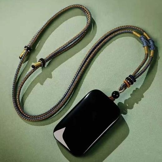 岸纾 天然和田墨玉平安无事牌 商品图0