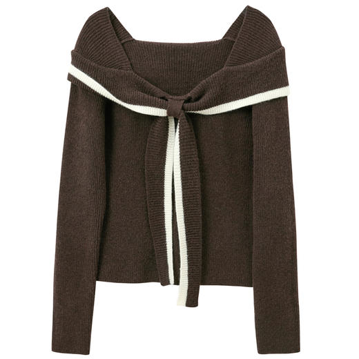 三彩独醒2025冬季新款休闲简约针织衫长袖海军领套头毛衫上衣F 商品图4