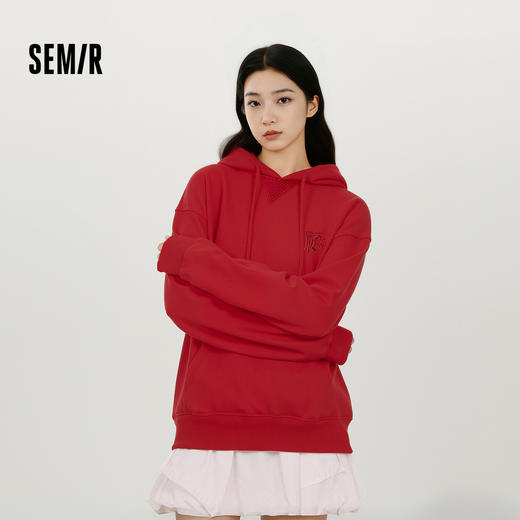 森马张仁华非遗联名卫衣女中长款春季2025新款绣花衣服 商品图1