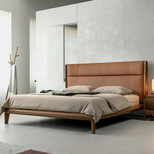 【中古风-软床CH-08】中古风格/杠体床/纳帕半皮/1.8米床 商品图1