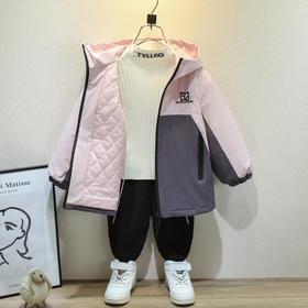 女童外套春秋款洋气儿童冲锋衣新款帅气宝宝秋冬连帽加绒加厚夹克