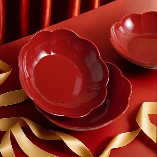 【花型盘新年果盘】红色过年结婚客厅家用 防摔加厚水果盘商用盘子 商品图2