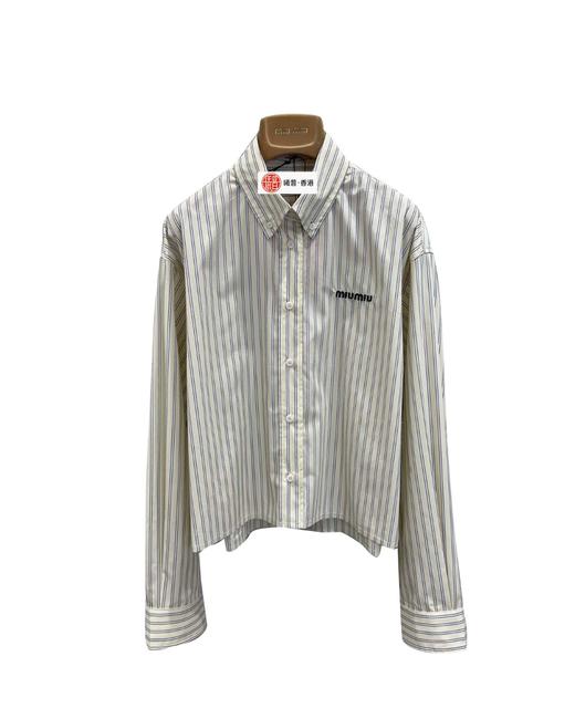 女款条纹短款长袖衬衫zh017 商品图0