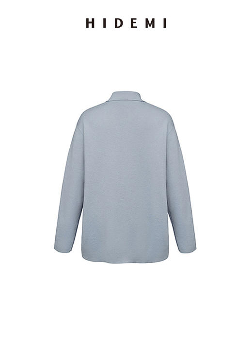 HIDEMI 美利奴羊毛系列冰雾蓝polo毛衣 商品图5