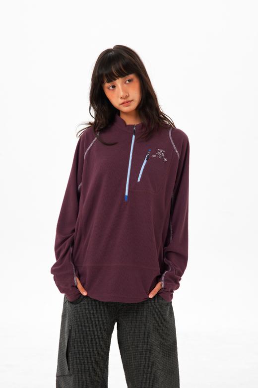 CryingCenterRunClub运动舒适暖绒华夫格半拉链套头卫衣T恤远红外 商品图3