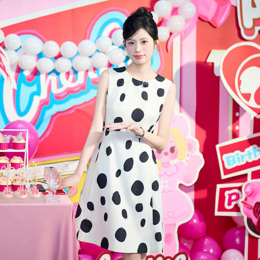 法小曼*子珍专款/波点无袖连衣裙气质显瘦 商品图4
