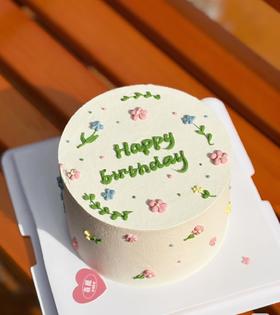 优品--【小清新花朵happy  birthday】送女士、女孩蛋糕