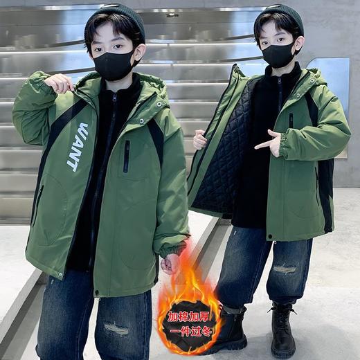 儿童装男童外套加绒加厚2025新款中大童男孩冲锋衣三合一秋冬装潮 商品图1