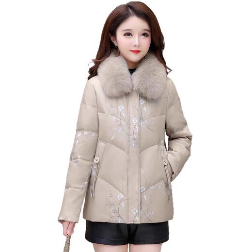 2025新款妈妈冬款羽绒服，中式绣花国风皮保暖毛领中长款 商品图4