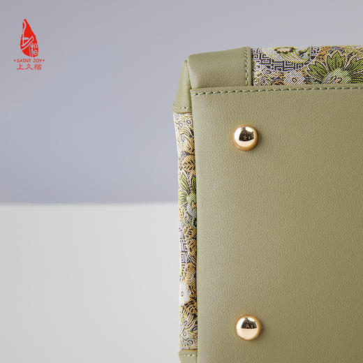 SAINTJOY/上久楷  宋锦拎包 孔雀羽团花锦 手拎包 BWS24A0302-E（不含礼盒包装） 商品图7