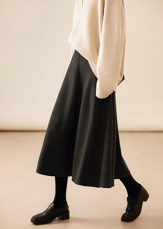 重工4米用料含真丝羊绒醋酸八片荷叶半身裙 商品图3