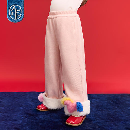 【年衣品牌团】年衣童装加绒冬季新款女童休闲裤加厚保暖裤子利马开心加绒长裤    1207 商品图2