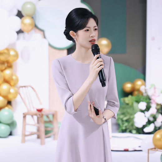 法小曼*子珍专款/紫色连衣裙气质主持人名媛高端女神艺考生Q1432 商品图3