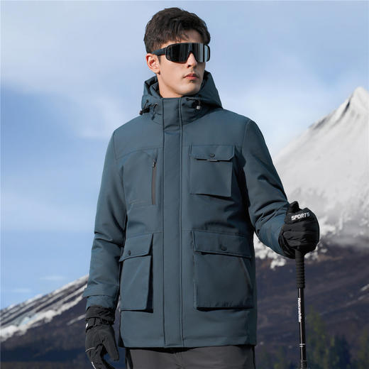【鹅绒服 可拆卸内胆】罗蒙冬季羽绒服男士多口袋户外工装风连帽羽绒服男士羽绒服外套 商品图2