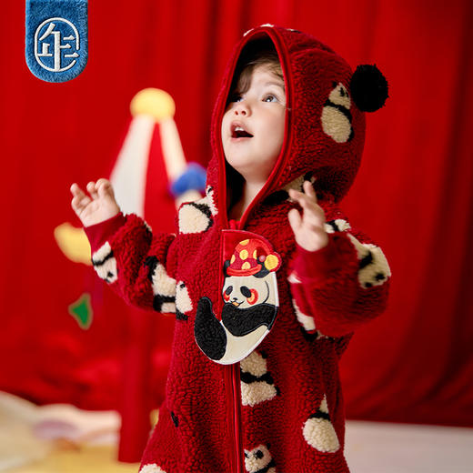 年衣童装儿童哈衣爬服冬款宝宝新年装男女童中式衣盼达乖乖连体衣 商品图4