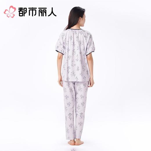 都市丽人女士睡衣纯棉单面家居服短袖长裤棉质套装LHC1A7 商品图2