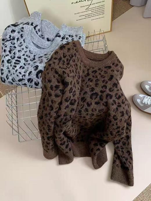 复古慵懒风圆领豹纹毛衣N1378★ 商品图4