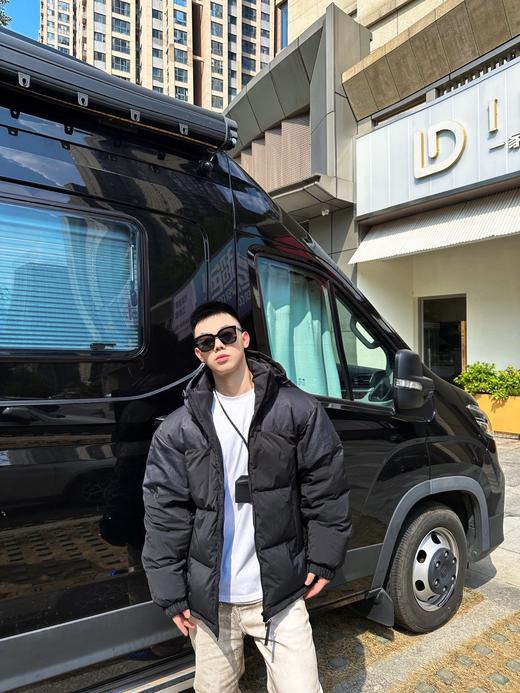 驴家 男装外套黑色迷你印花图案拉链开合保暖羽绒服（SS） 商品图0