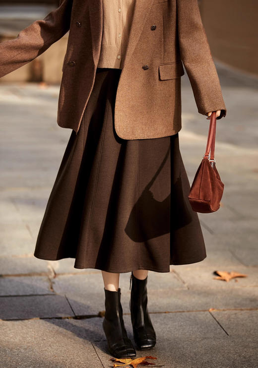 重工4米用料含真丝羊绒醋酸八片荷叶半身裙 商品图4