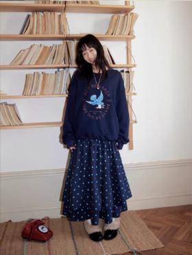 nothe Case布然/NC253208/「蓝色飞鸽」全棉宽松卫衣