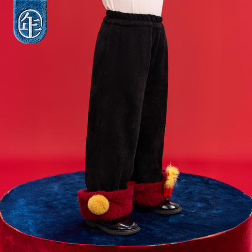 【年衣品牌团】年衣童装加绒冬季新款女童休闲裤加厚保暖裤子利马开心加绒长裤    1207 商品图1