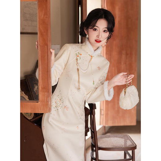 新中式毛呢素雅旗袍秋冬季加厚小个子茶服日常LSB3186 商品图1