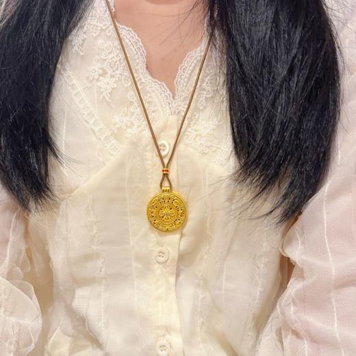 【周大金品牌古法沙金转运项链SS507】✅新中式非遗花丝，古法的醇厚感真的好喜欢 ✅秉承纯正古法制金工艺，将沙金完美打造出至臻至美的造型-PWJCY 商品图4