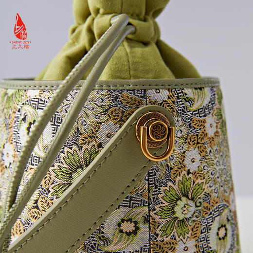SAINT JOY 宋锦拎包 国风  复古 拎包   孔雀羽团锦 BWS24A0205-E（不含礼盒包装） 商品图1