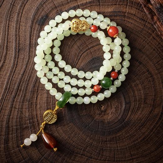 岸纾 五路财神·天然晴水和田玉108颗手串 商品图2