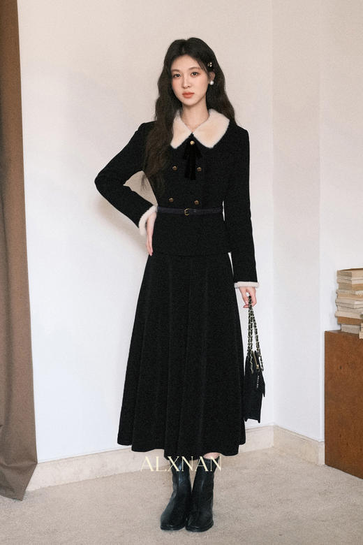 鹿向南「雾都晚宴」法式高级感千金风气质女秋冬毛呢外套半裙套装 商品图5