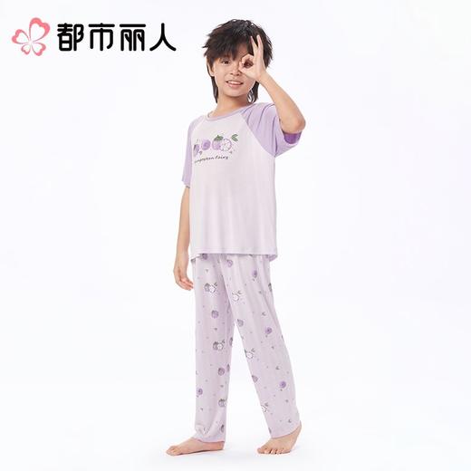 都市丽人男女童睡衣儿童家居服短袖长裤棉质套装JHC2M8 商品图2