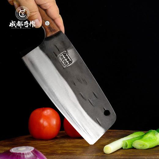 【非遗斩切两用刀】成都手作周光兴作菜刀 特种钢手工锻打家用菜刀 鸡鸭鹅专用斩骨刀 厨房切肉切菜切片刀  砍切二合一刀具【非遗技艺】 商品图3
