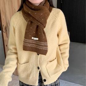 【YW】无忧购复古百搭费尔岛羊毛混纺女款围巾毛线针织冬季针织时尚潮保暖围脖（截单后3-5天发货)