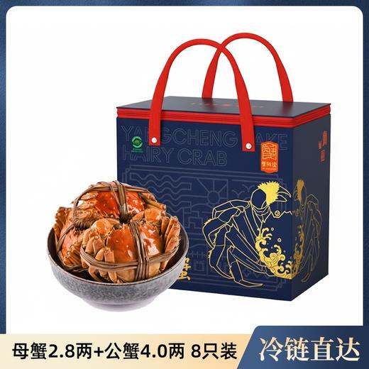 心选丨【活蟹现货】阳澄湖大闸蟹 母蟹2.8两4只+公蟹4.0两4只   共8只礼盒装 商品图0