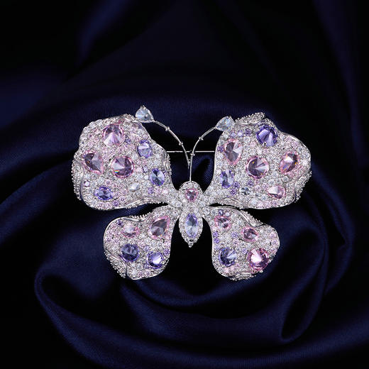 小众设计感粉紫锆石蝴蝶胸针，高级感气质昆虫胸花轻奢晚宴别针饰品LY-E-024 商品图0