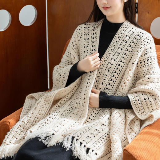 苏苏姐家波西米亚民族大披肩手工DIY编织钩针衣服毛线自制材料包 商品图3