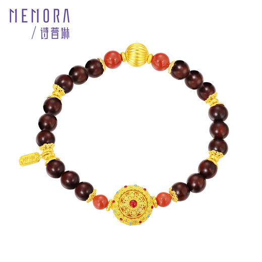 【新品首发】足金灵转八宝手链 黄金小叶紫檀南红珠新中式可转动如意八宝罗盘转手串【按克计价黄金2】MEMORA诗普琳GB316001 商品图6