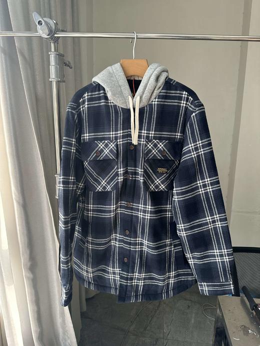 贝壳三 美式学院风加厚格子连帽棉衣男士复古宽松棉服C120308 商品图1