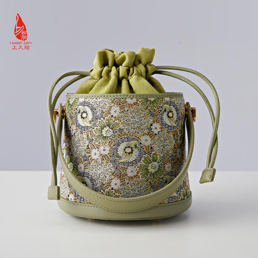 SAINT JOY 宋锦拎包 国风  复古 拎包   孔雀羽团锦 BWS24A0205-E（不含礼盒包装） 商品图3