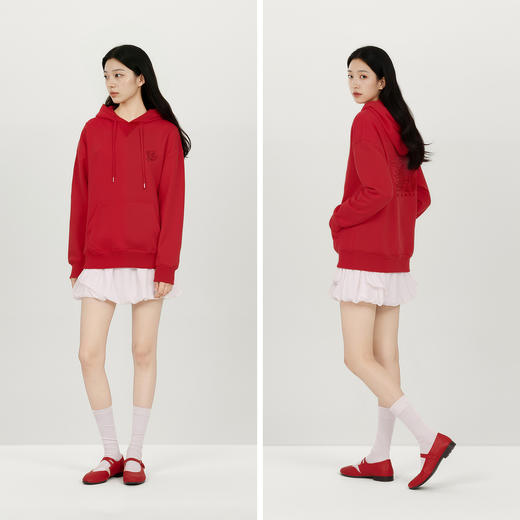 森马张仁华非遗联名卫衣女中长款春季2025新款绣花衣服 商品图4