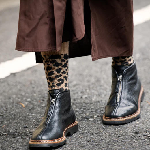 ROTOTO LEOPARD PATTERN MERINO 日本奈良制豹纹羊毛混纺针织袜子 商品图0