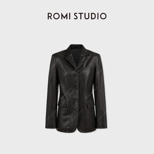 ROMI STUDIO新西兰进口油蜡小牛皮重洗水胶感皮西装 RWCWWG6439 商品图1