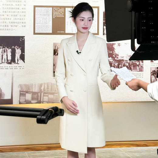 法小曼*子珍专款/气质杏色西装连衣裙艺考上镜工作服主持人面试正装职业裙 商品图2