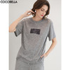 COCOBELLA时尚字母印灰色短袖T恤女秋冬内搭打底上衣TS3210B 商品缩略图0