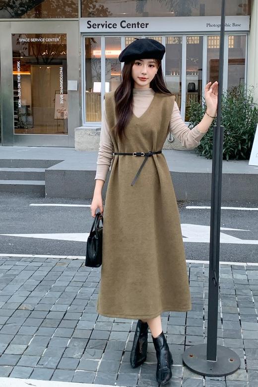 Le Malene 复古气质背心连衣裙+打底衫套装 21596 商品图0
