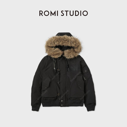 ROMI STUDIO高克重三防90鹅绒厚毛领连帽羽绒服 RWCWWT6073 商品图1