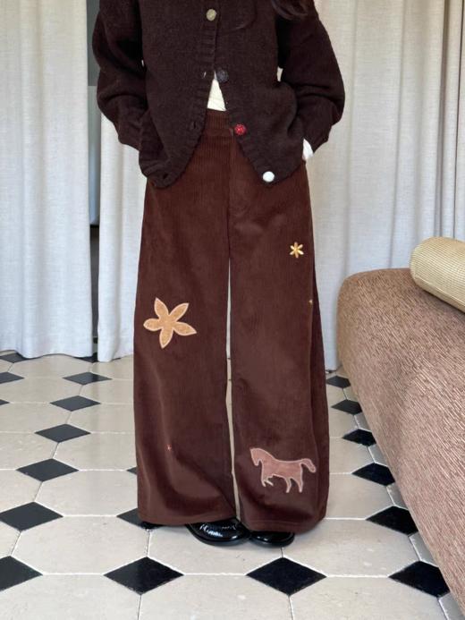 nothe Case布然/NC253216/「小马农场」复古灯芯绒贴布刺绣阔腿裤 商品图4