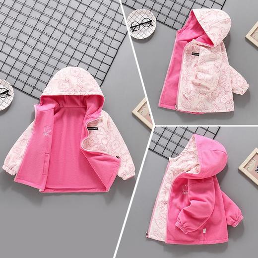 2025新款摇粒绒春秋装加绒女孩薄绒风衣 女童冲锋衣外套双面可穿 商品图1