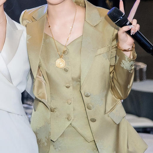 法小曼*子珍专款/高定主持人新中式西装套装女2024秋季新款提花缎面老钱 商品图3